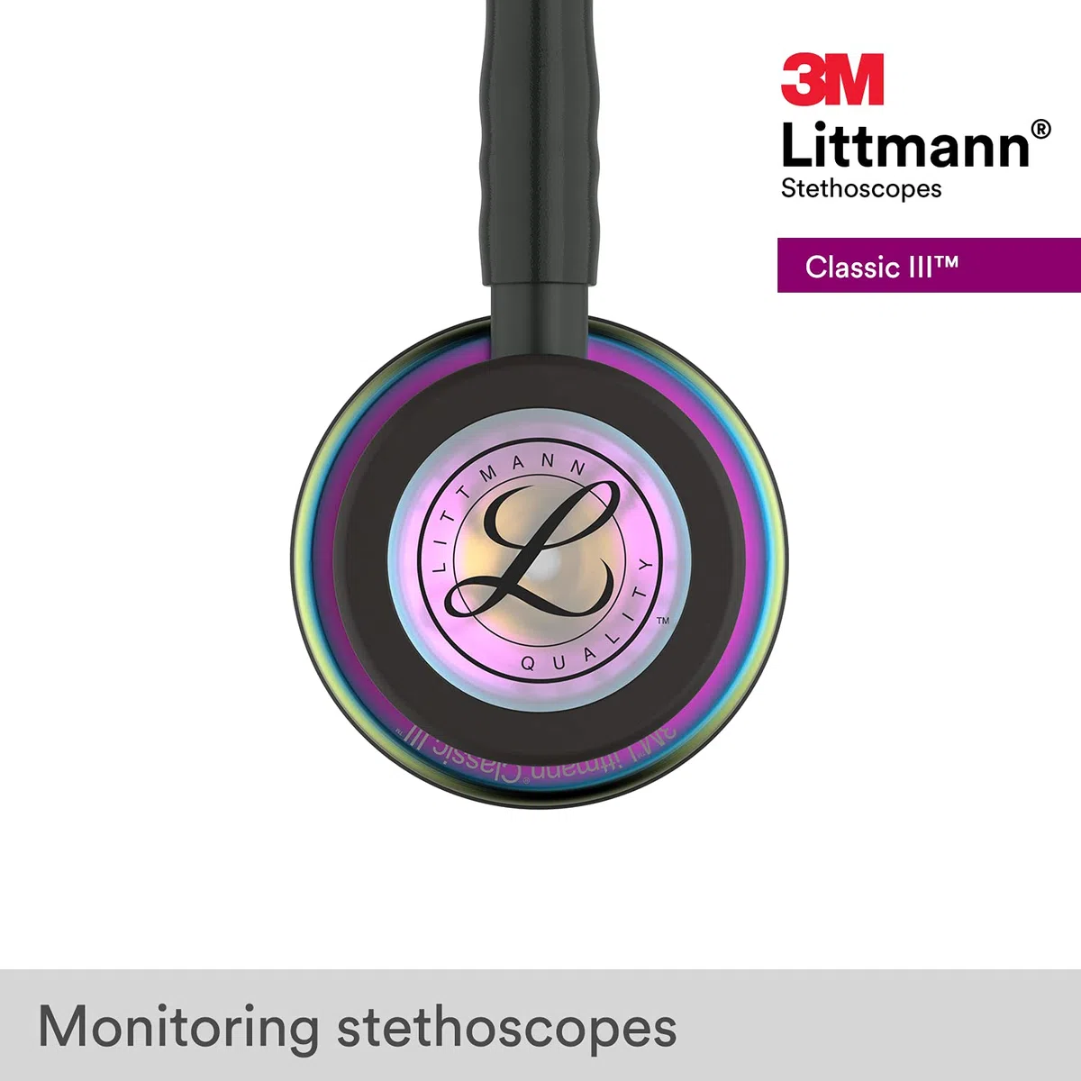 3M Littmann Stéthoscope de Surveillance Classic III, Tubulure Noire, Rainbow Edition, 69 cm, 5870 + GIMA ÉTUI CLASSIC pour stéthoscope - noir.