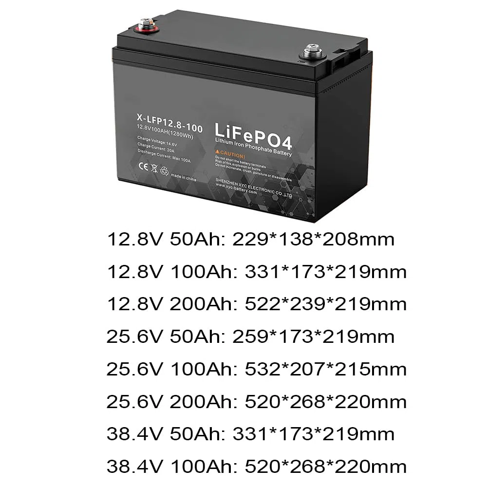 Batterie LiFePO4 12,8 V 50 Ah 100 Ah 200 Ah/Batterie Lithium-Fer-Phosphate 25,6 V 100 Ah 200 Ah pour Batteries de Secours de Camping-Cars et remorques