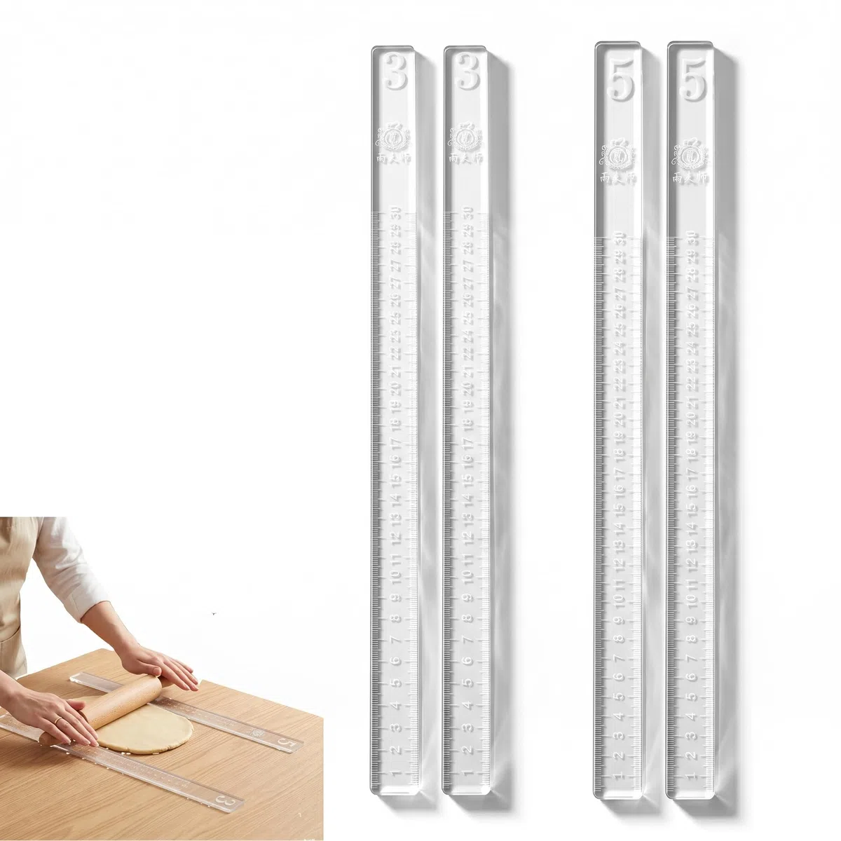 Homoyoyo Règle Pâtisserie En Acrylique Transparente 2 Pièces 3Mm Et 5Mm Pour ÉPaisseur Uniforme De PâTe Et Biscuits Facile À Utiliser Et Nettoyer