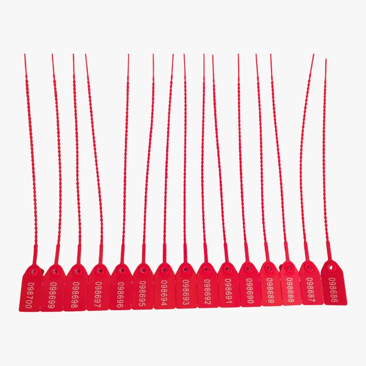Lot de 100 sceaux de sécurité, 25 cm, étiquettes numérotées à dégagement rapide, joints anti-effraction UK (rouge)