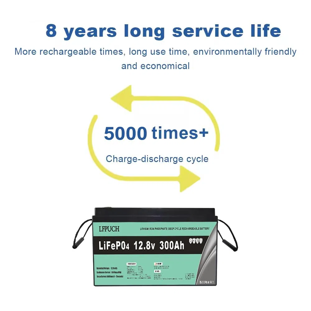 Leisure Lot de 4 batteries LiFePO4 de 12 V 300 Ah, au lithium fer phosphate de 15 kWh, peuvent être connectées en série à 48 V (51,2 V) 300 Ah, convient pour installations photovoltaïques