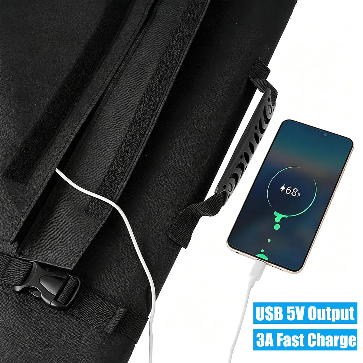 Kit Panneau Solaire éTanche, Panneau Solaire Pliable Ultra-Portable 150W avec Double Sortie Usb + DC, Sac Voyage LéGer Et Chargeur pour Campeurs, Camping-Cars Et Aventures Hors RéSeau,Black