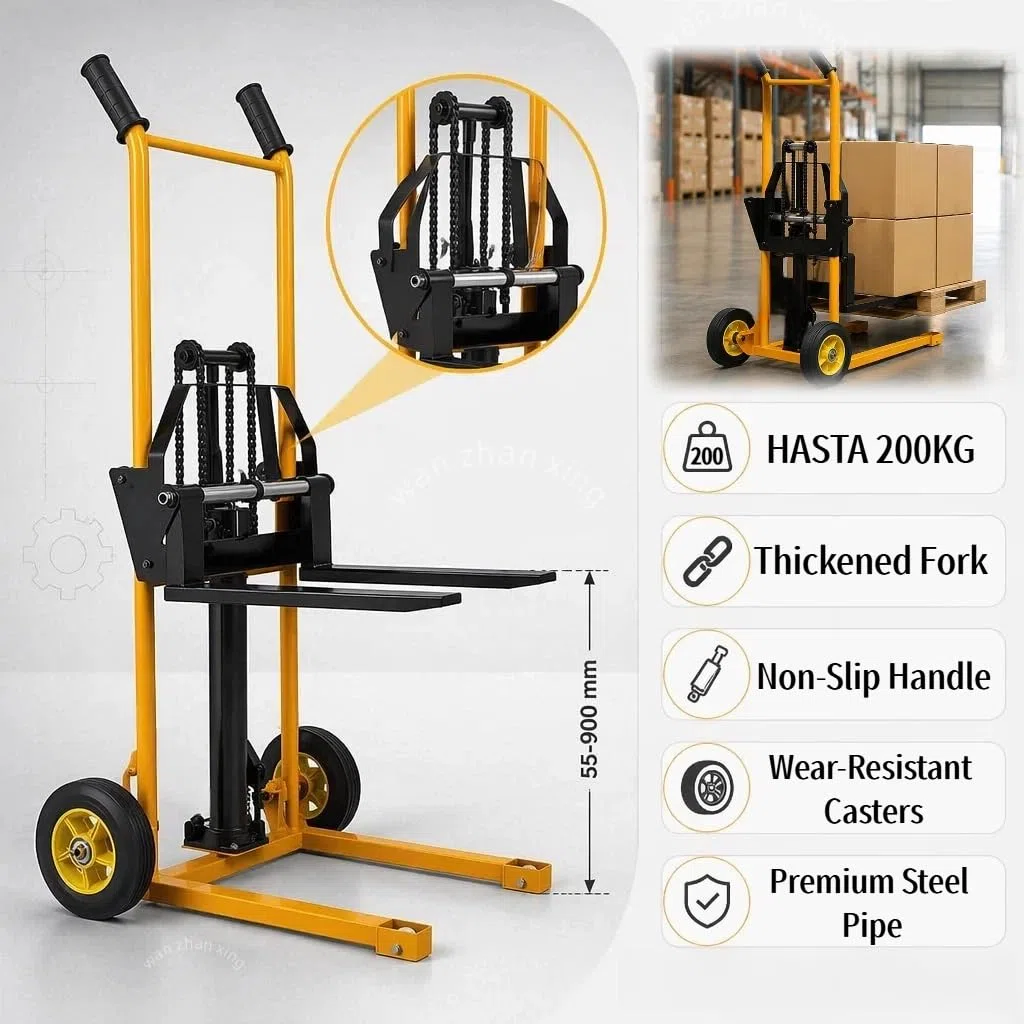 Gerbeur Transpalette Manuel 200kg Treuil Fourches Réglables