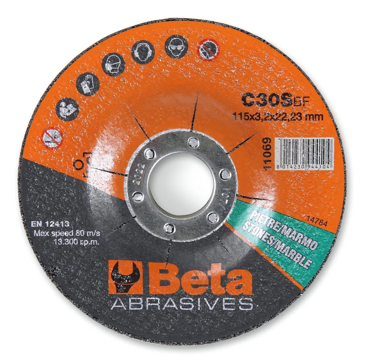 Beta 11069 Disques à tronçonner 115x3.2 pour pierre et marbre pour meuleuse, diamètre 115 mm, épaisseur 3,2 mm, trou 22,23 mm