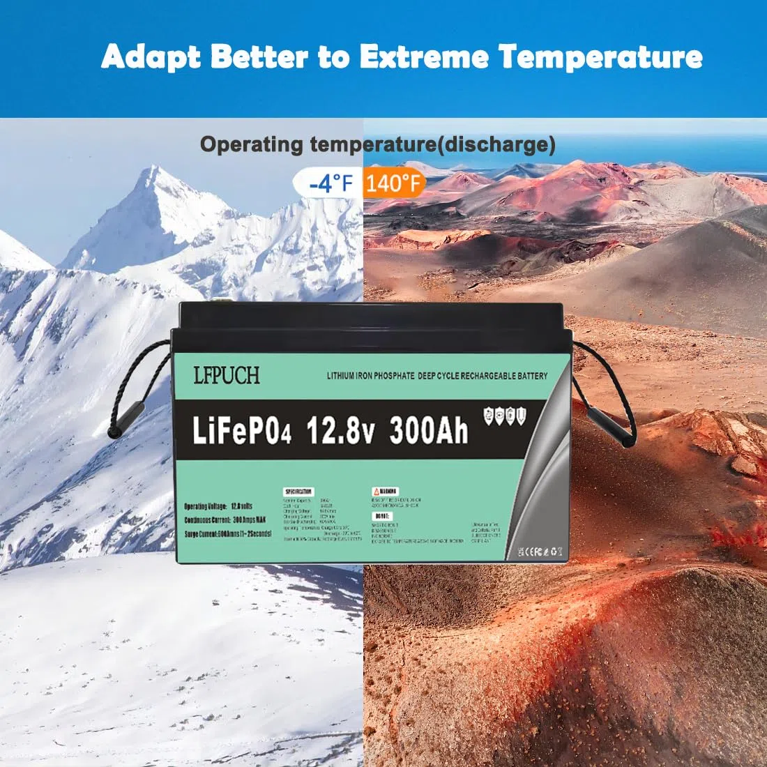 Leisure Lot de 4 batteries LiFePO4 de 12 V 300 Ah, au lithium fer phosphate de 15 kWh, peuvent être connectées en série à 48 V (51,2 V) 300 Ah, convient pour installations photovoltaïques