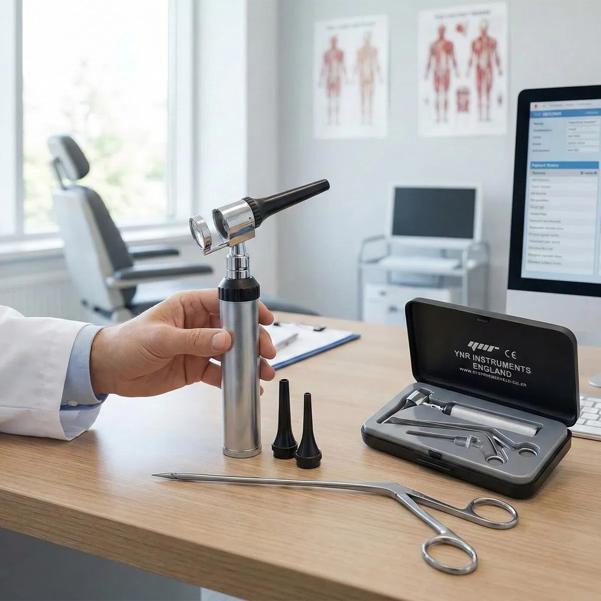 YNR Vet Examine Otoscope vétérinaire – Ensemble de spéculum de diagnostic vétérinaire, kit complet d'otoscope, étui de rangement portable, examen pour chiens, chats, bétail et toutes les espèces