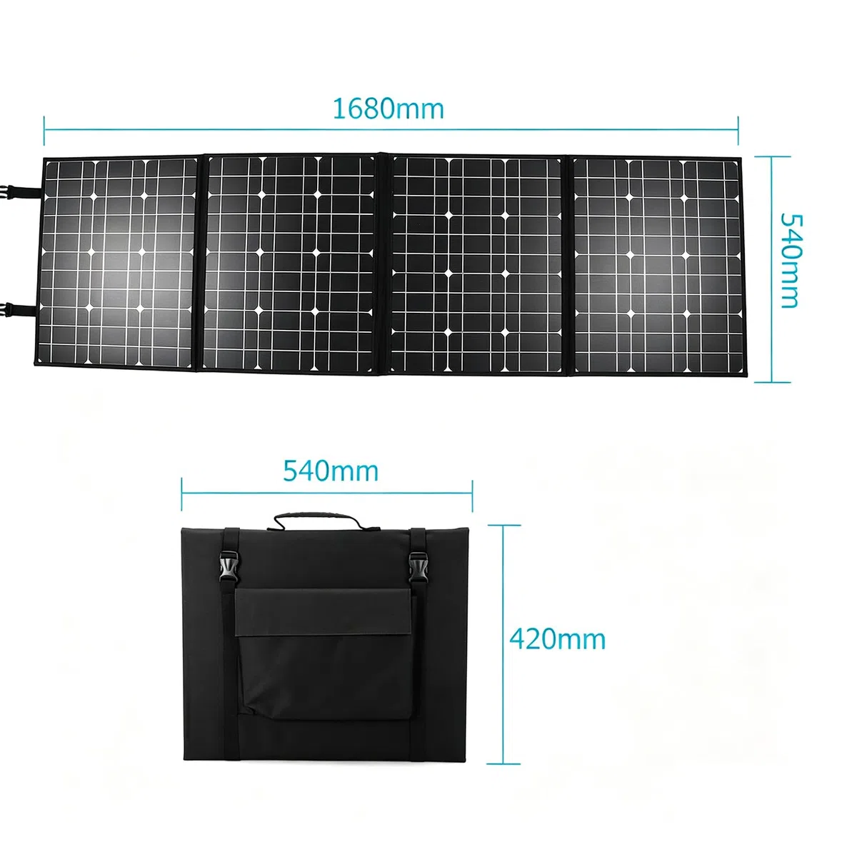 Kit Panneau Solaire éTanche, Panneau Solaire Pliable Ultra-Portable 150W avec Double Sortie Usb + DC, Sac Voyage LéGer Et Chargeur pour Campeurs, Camping-Cars Et Aventures Hors RéSeau,Black