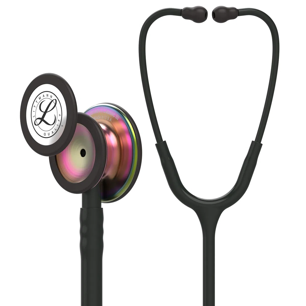 3M Littmann Stéthoscope de Surveillance Classic III, Tubulure Noire, Rainbow Edition, 69 cm, 5870 + GIMA ÉTUI CLASSIC pour stéthoscope - noir.