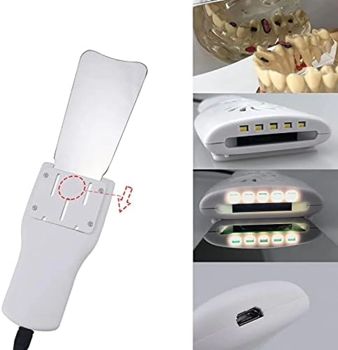 Miroir buccal Dentaire avec Miroir Oral léger, Miroir LED d'inspection des Dents, Miroir buccal Anti-buée, Outil de Soins bucco-dentaires pour Dentiste, Rechargeable, avec Ventilateur