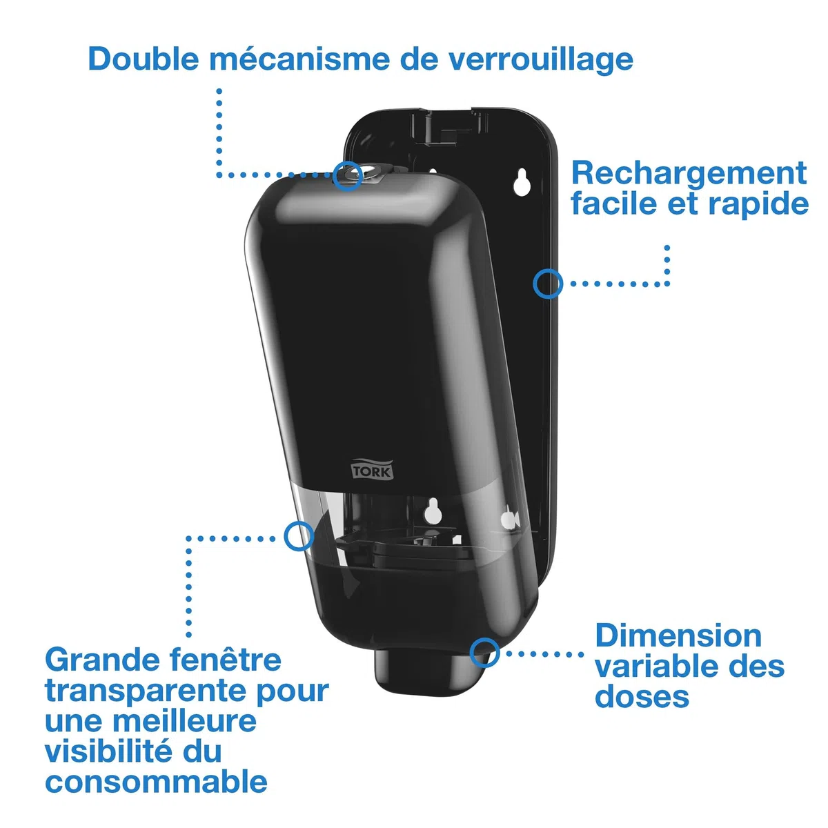 Tork Distributeur de Savon et de désinfectant Noir S4, 564508