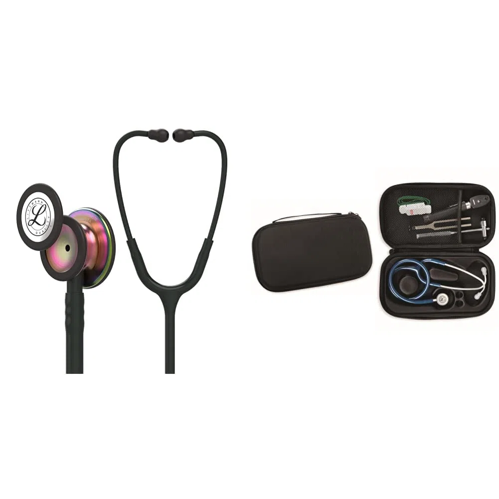 3M Littmann Stéthoscope de Surveillance Classic III, Tubulure Noire, Rainbow Edition, 69 cm, 5870 + GIMA ÉTUI CLASSIC pour stéthoscope - noir.