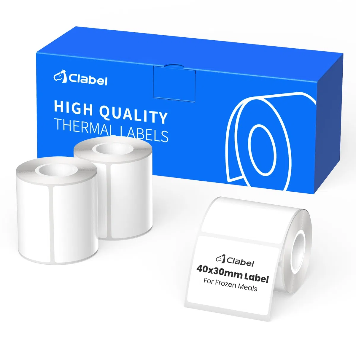 CLABEL 3 rouleaux d’étiquettes thermiques 40x30mm pour imprimante d’étiquettes, étiquettes autocollantes résistantes au froid pour chaîne du froid alimentation maison commerce, 230 étiquettes/rouleau